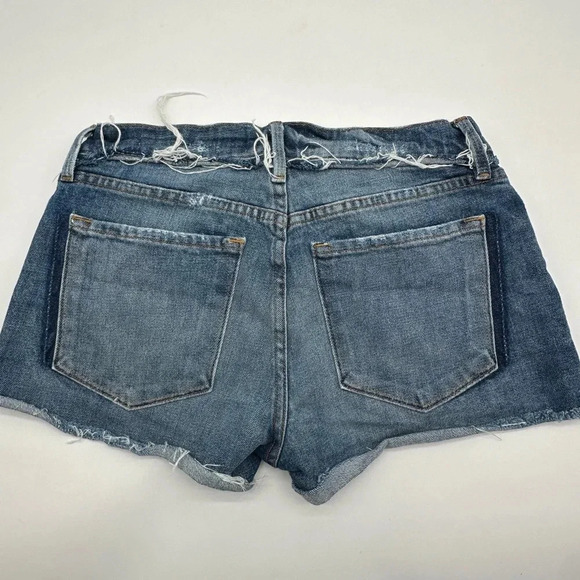 Frame Le Cut Off Jean Shorts Stretch Denim Raw Hem Distressed Size 26 Dark Wash - Picture 5 of 8